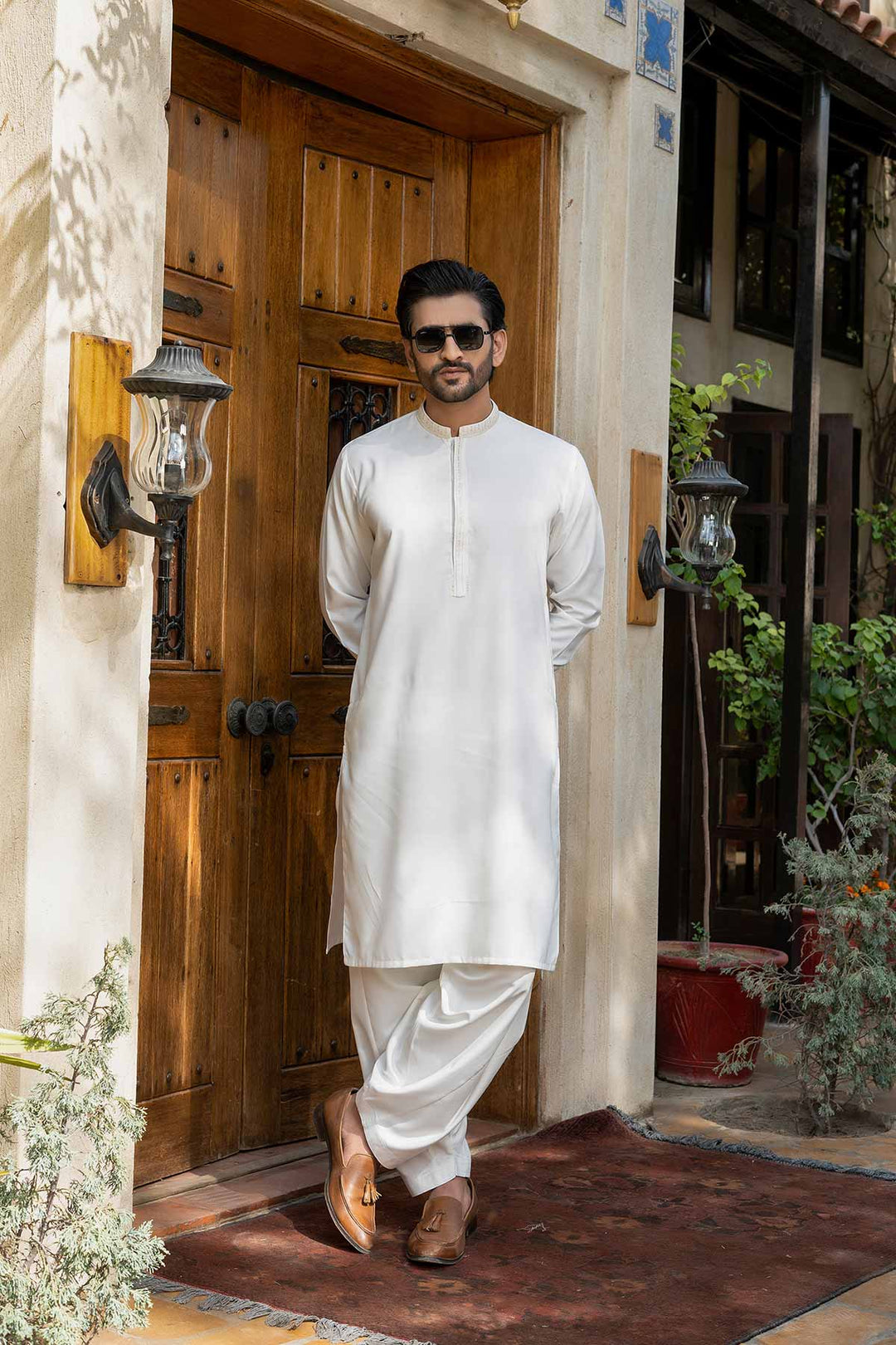 Off White Viscose Shalwar Kameez