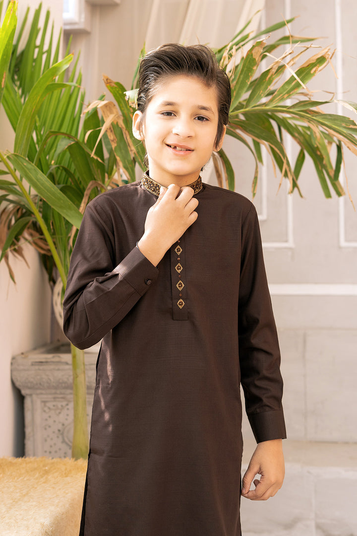 Gold & Brown Embroidered Kurta Trouser