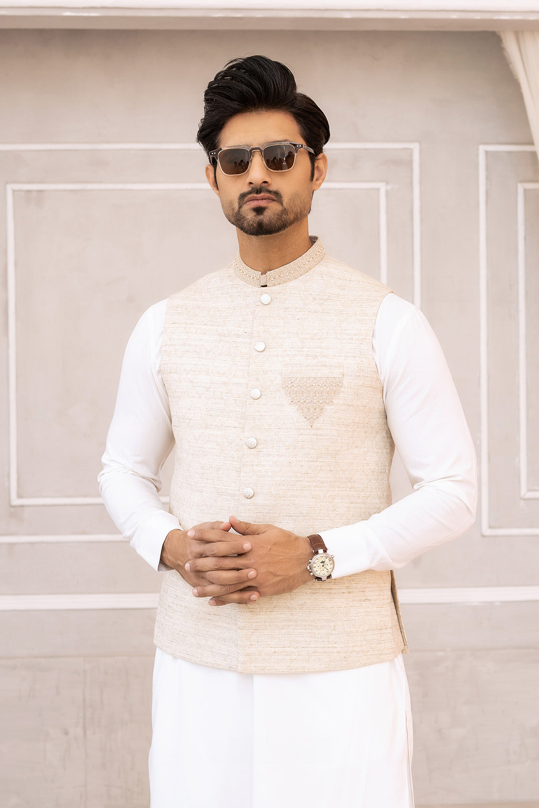 Beige Suiting Waist Coat