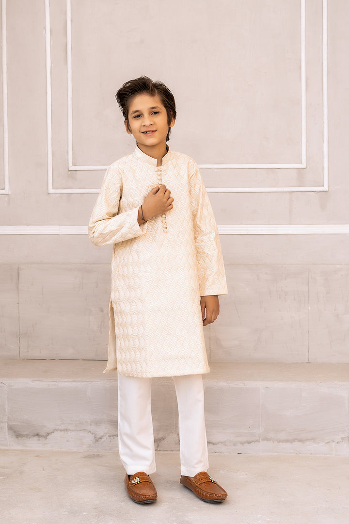 Cream Embroidered Kurta Trouser