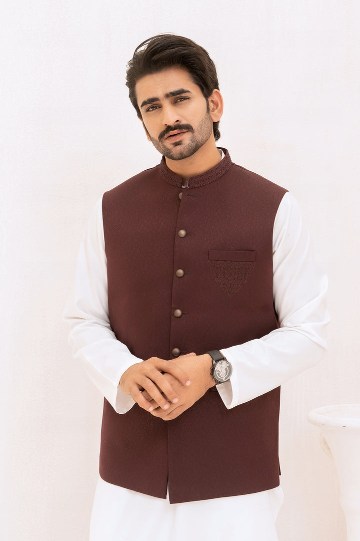 Maroon Detailed Waist Coat