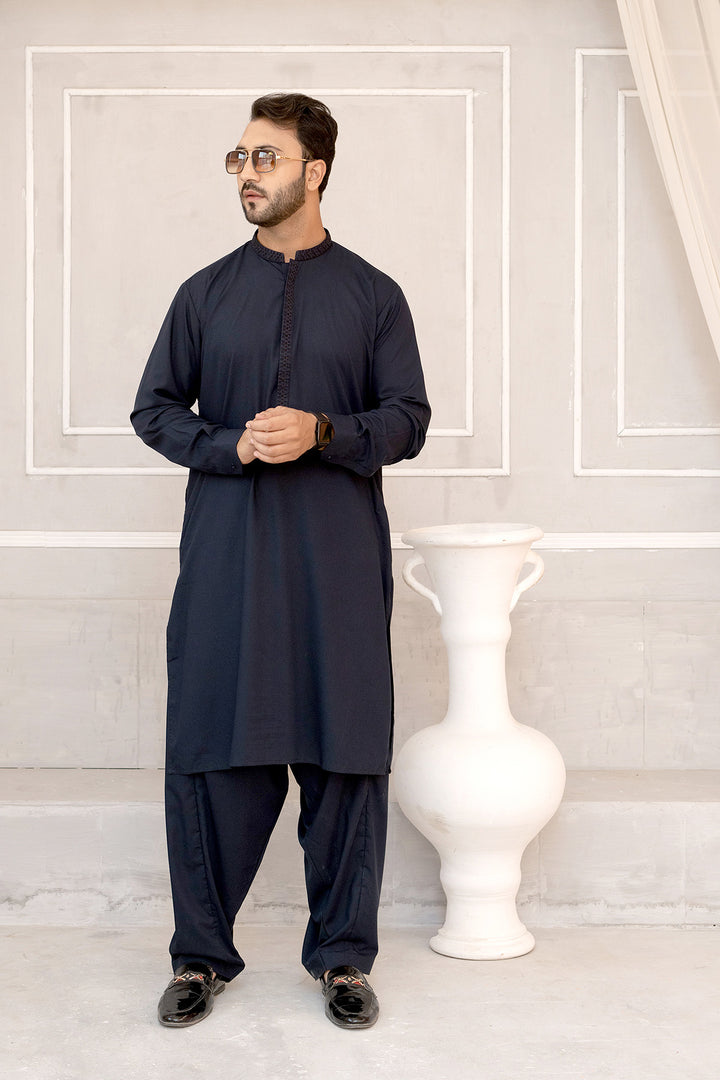 Navy Blue Embroidered Shalwar Kameez