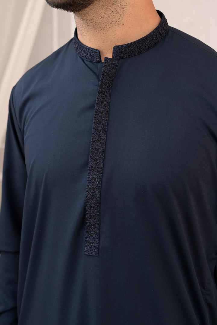 Navy Blue Embroidered Shalwar Kameez