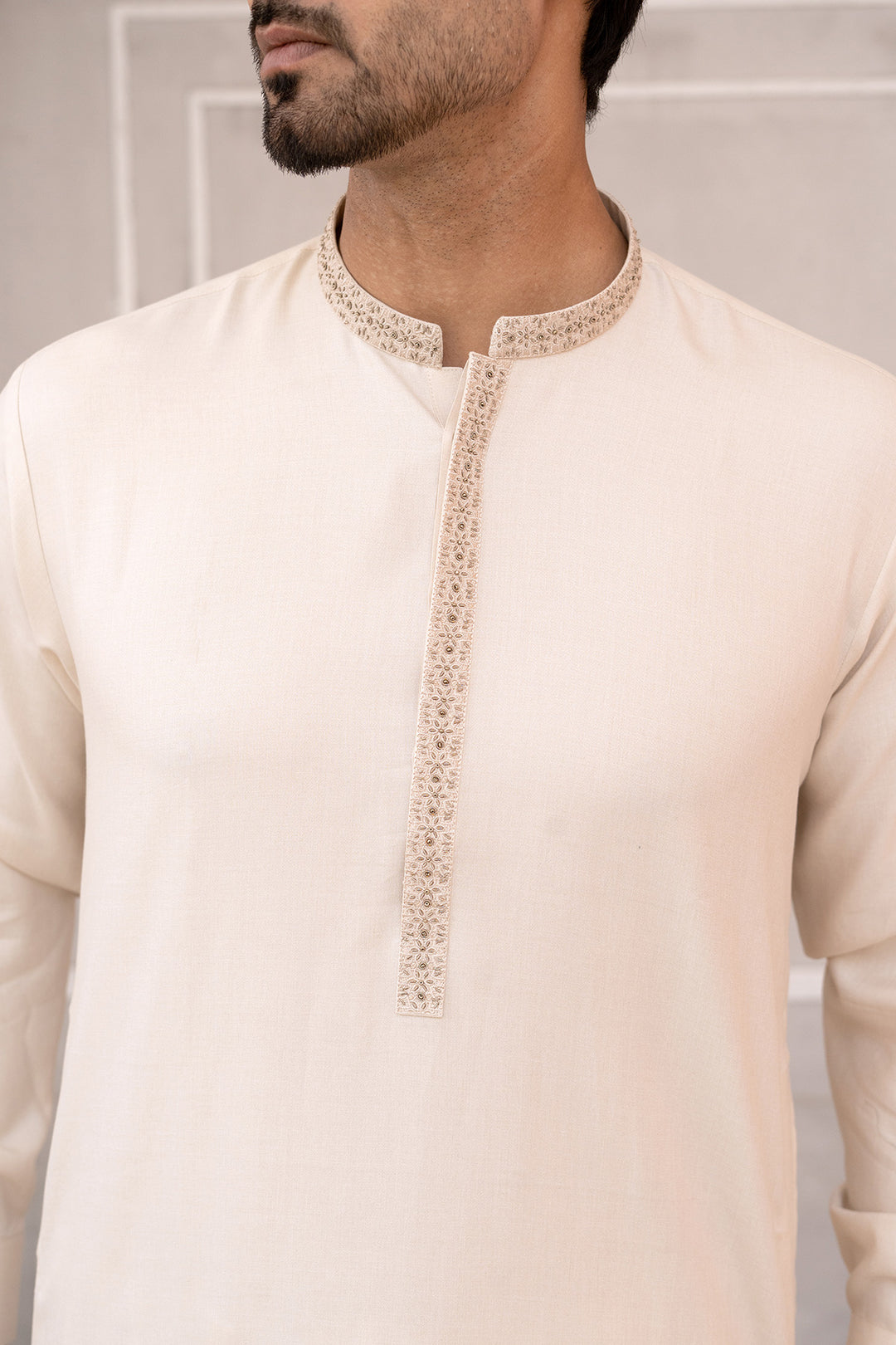 Cream Embroidered Shalwar Kameez