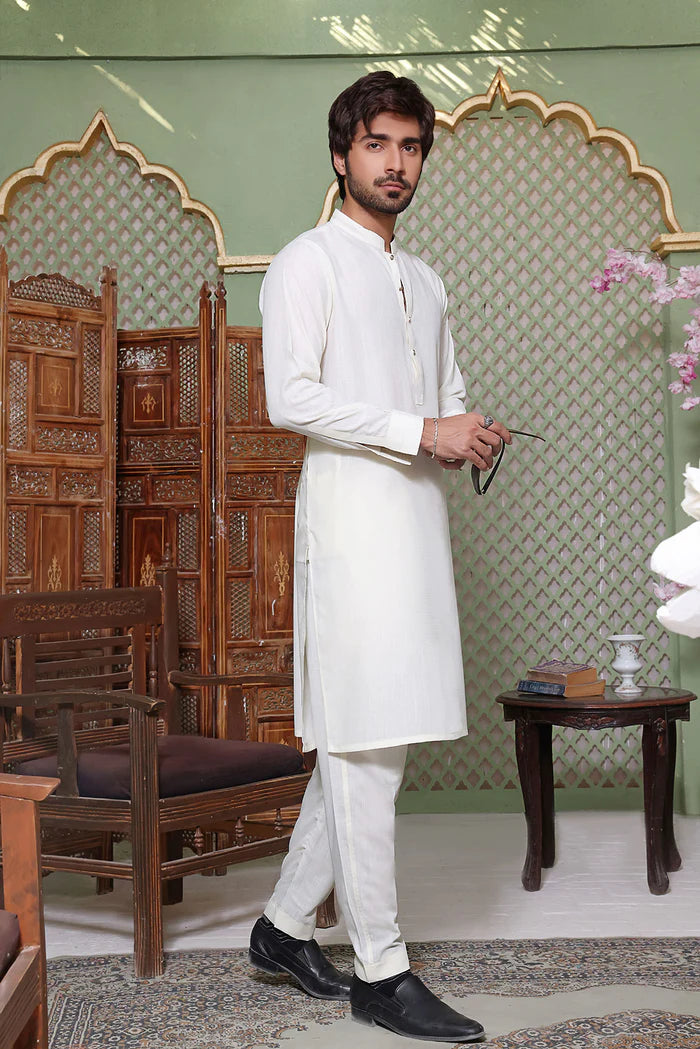 Plain Off White Wash & Wear Suit